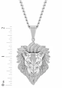 1/4CTW Diamond Men's Stainless Steel Lion's Head Pendant