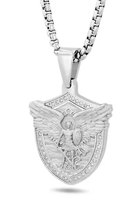 1/5CTW Men's Stainless Steel St. Michael Shield Pendant