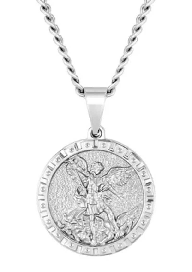 Men's Stainless Steel St. Michael Medallion Pendant