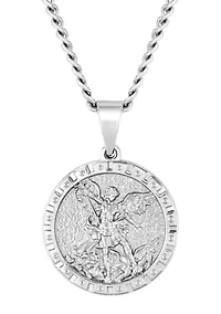 Men's Stainless Steel St. Michael Medallion Pendant