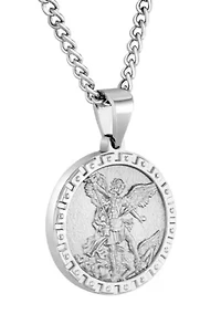 Men's Stainless Steel St. Michael Medallion Pendant