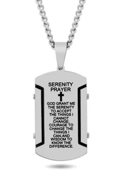 Stainless Steel Prayer Rivet with Black Finish Dog Tag Pendant