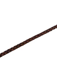 Men's Stainless Steel and Brown Leather Braid Bracelet with Fancy Clasp