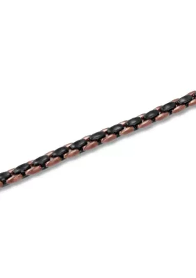 Men's Stainless Steel Black and Brown Two-tone Finish 9" Link Bracelet