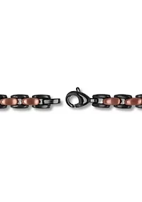 Men's Stainless Steel Black and Brown Two-tone Finish 9" Link Bracelet