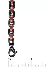 Men's Stainless Steel Black and Brown Two-tone Finish 9" Link Bracelet