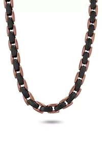 Men's Stainless Steel Black and Brown Two-tone Finish 24" Link Chain