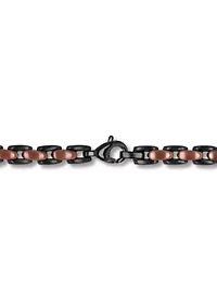 Men's Stainless Steel Black and Brown Two-tone Finish 24" Link Chain