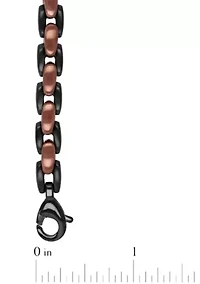 Men's Stainless Steel Black and Brown Two-tone Finish 24" Link Chain