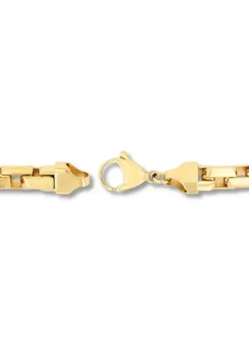 Men's Stainless Steel Yellow Finish Beveled 8.5" Square Link Bracelet