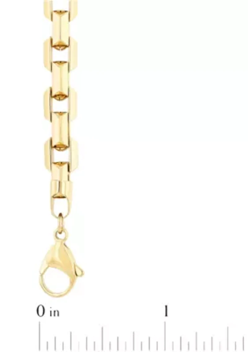 Men's Stainless Steel Yellow Finish Beveled 8.5" Square Link Bracelet