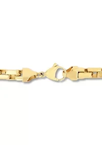 Men's Stainless Steel Yellow Finish Beveled 24" Square Link Chain Necklace