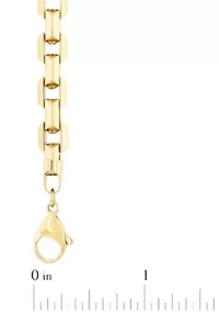 Men's Stainless Steel Yellow Finish Beveled 24" Square Link Chain Necklace
