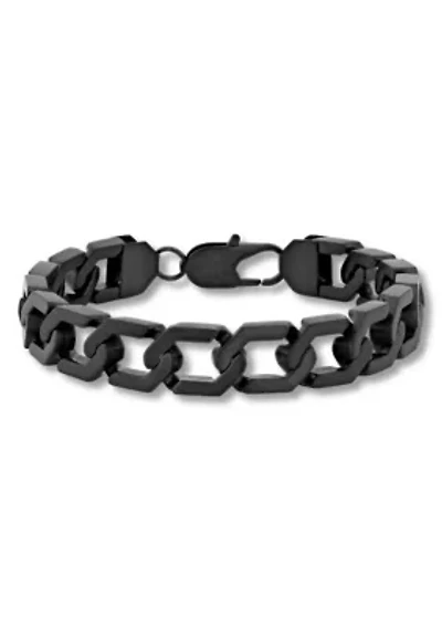 Men's Stainless Steel Matte Black Finish 8.75" Hexagon Link Bracelet
