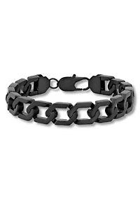Men's Stainless Steel Matte Black Finish 8.75" Hexagon Link Bracelet