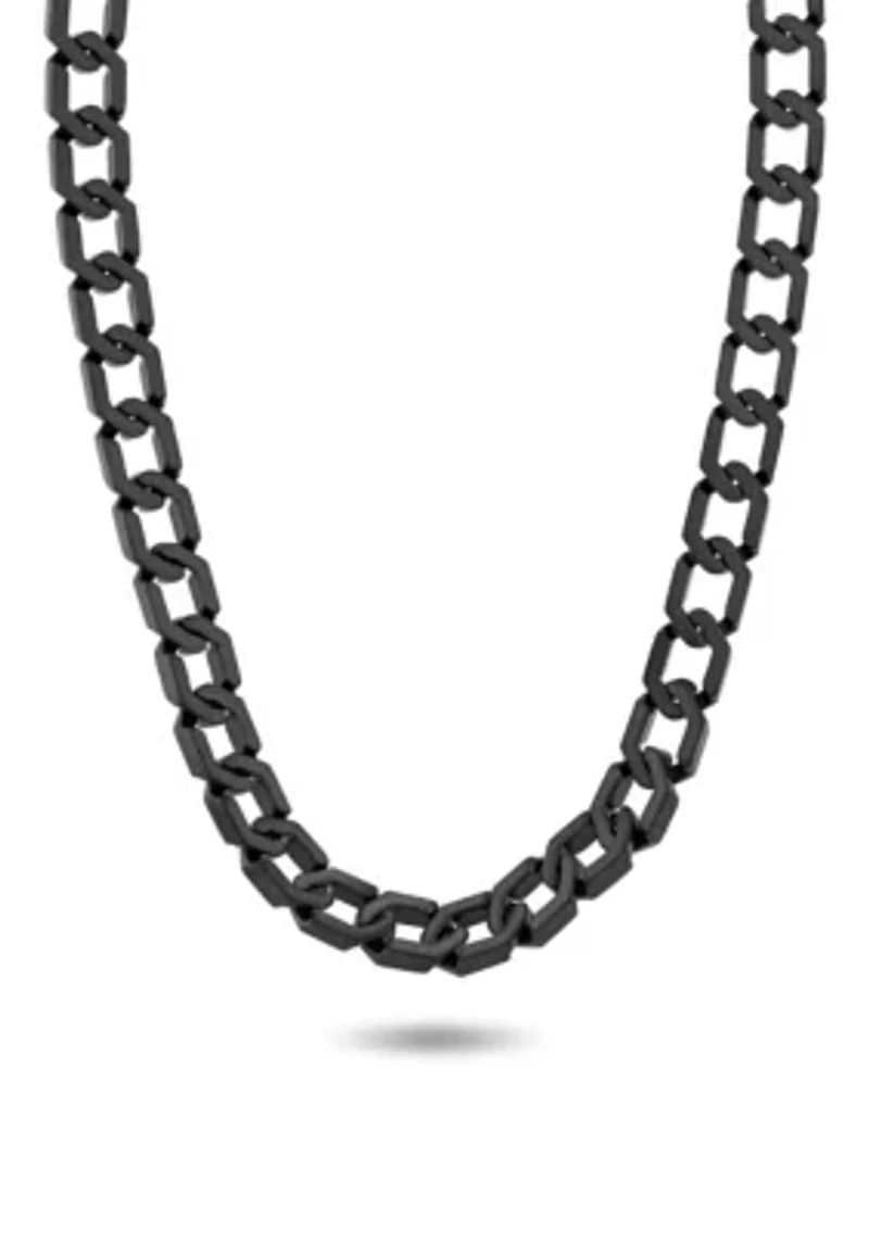 Men's Stainless Steel Matte Black Finish 20" Hexagon Link Chain Necklace