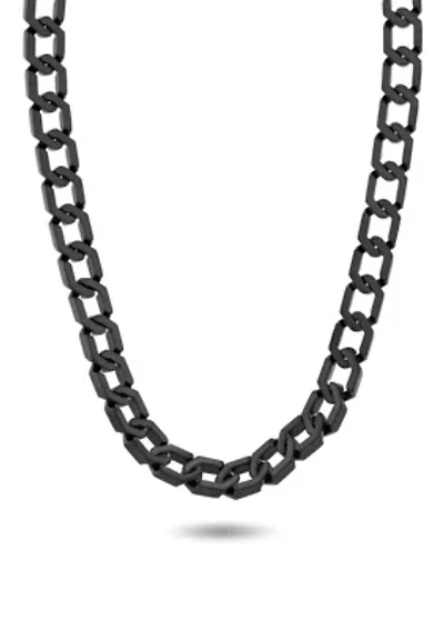 Men's Stainless Steel Matte Black Finish 20" Hexagon Link Chain Necklace