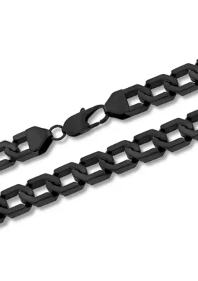 Men's Stainless Steel Matte Black Finish 20" Hexagon Link Chain Necklace