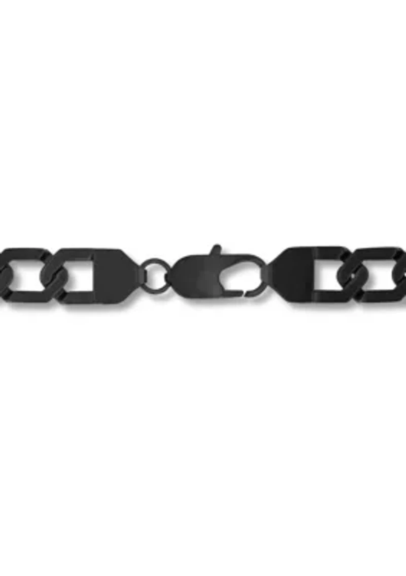 Men's Stainless Steel Matte Black Finish 20" Hexagon Link Chain Necklace