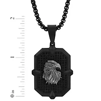 3/4CTW Black Diamond Men's Stainless Steel Eagle Head Pendant
