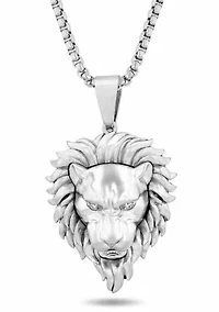 .05CTW Diamond Stainless Steel Lion Head Pendant