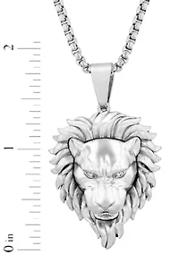 .05CTW Diamond Stainless Steel Lion Head Pendant