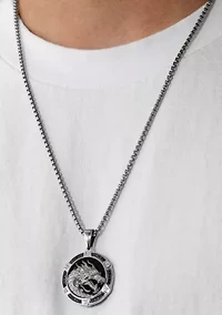 1/3CTW White and Black Diamond Stainless Steel with Black Finish Dragon Pendant