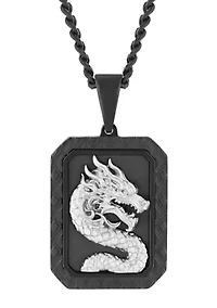 Men's Stainless Steel Dragon Medallion Pendant with Black Finish