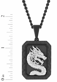 Men's Stainless Steel Dragon Medallion Pendant with Black Finish