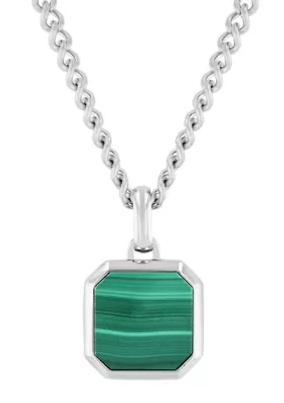 Men's Stainless Steel Malachite Inlay Pendant