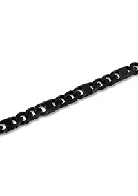 Stainless Steel Black Finish Square Station Link Bracelet