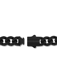 Stainless Steel Black Finish Square Station Link Bracelet