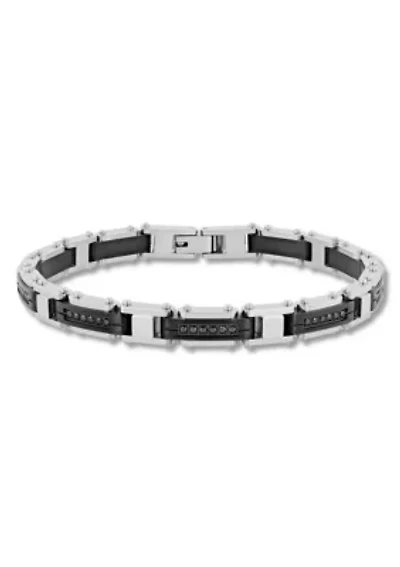1/2CTW Black Diamond Stainless Steel wih Black Finish Link Bracelet