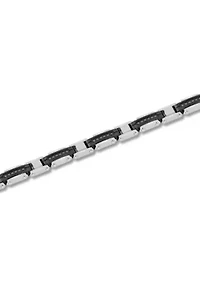 1/2CTW Black Diamond Stainless Steel wih Black Finish Link Bracelet