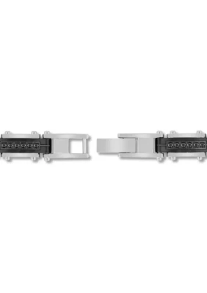 1/2CTW Black Diamond Stainless Steel wih Black Finish Link Bracelet