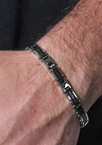 1/2CTW Black Diamond Stainless Steel wih Black Finish Link Bracelet
