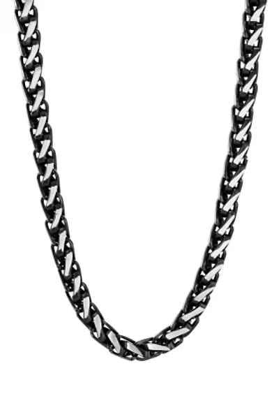 Men's Stainless Steel with Black and White Finish Wheat Chain