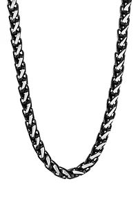 Men's Stainless Steel with Black and White Finish Wheat Chain