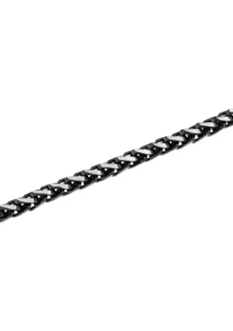 Men's Stainless Steel with Black and White Finish Wheat Chain
