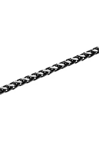 Men's Stainless Steel with Black and White Finish Wheat Chain
