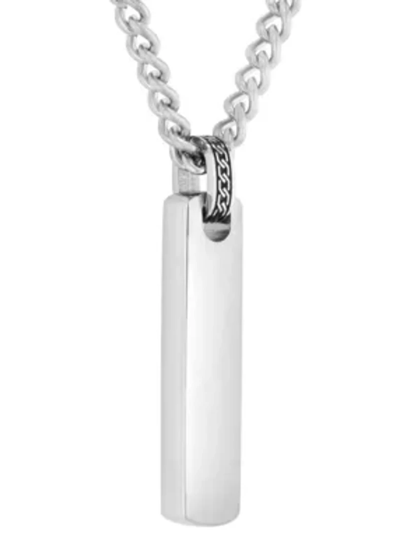 Men’s Stainless Steel Vertical Bar Pendant Necklace