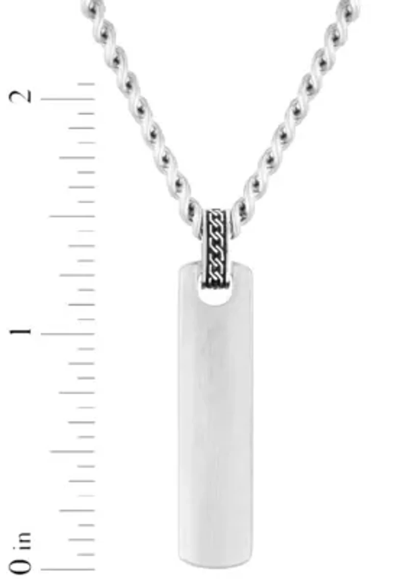 Men’s Stainless Steel Vertical Bar Pendant Necklace