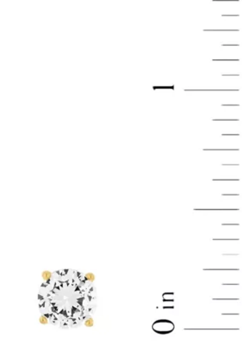 Lab Created Men's Stainless Steel Yellow Finish Square Created White Sapphire Stud Earrings