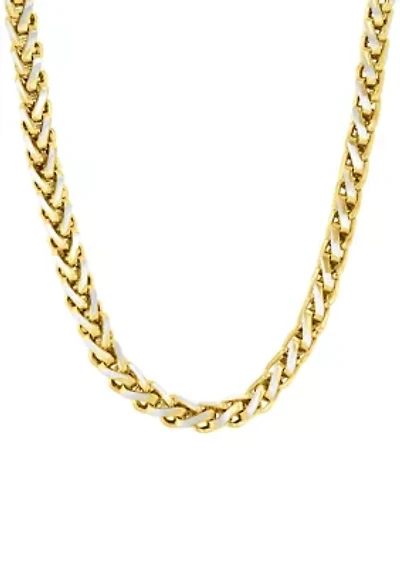 Men's Stainless Steel Wheat Chain with Yellow Finish
