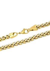 Men's Stainless Steel Wheat Chain with Yellow Finish
