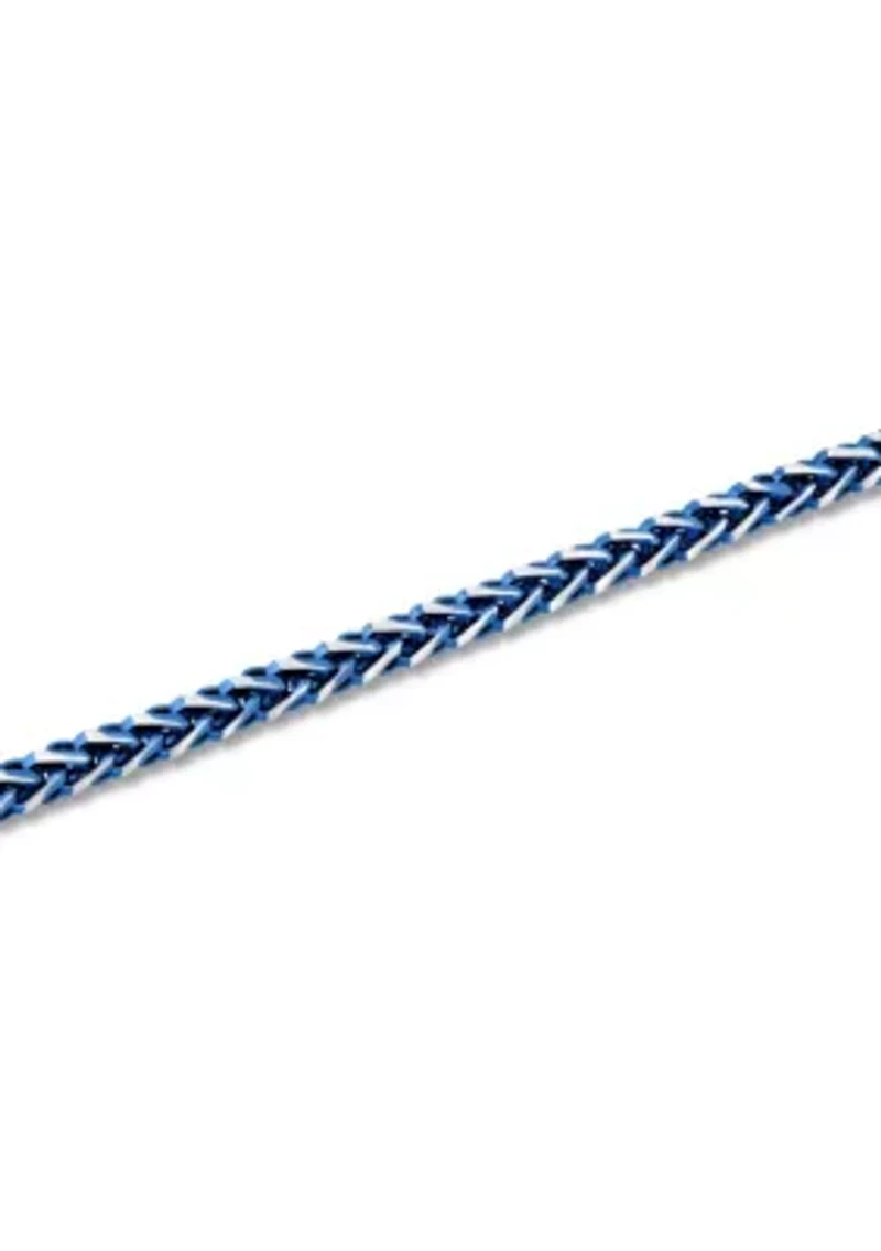 Men's Stainless Steel With Blue IP Franco Link Bracelet