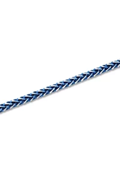 Men's Stainless Steel With Blue IP Franco Link Bracelet