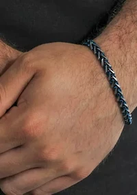 Men's Stainless Steel With Blue IP Franco Link Bracelet