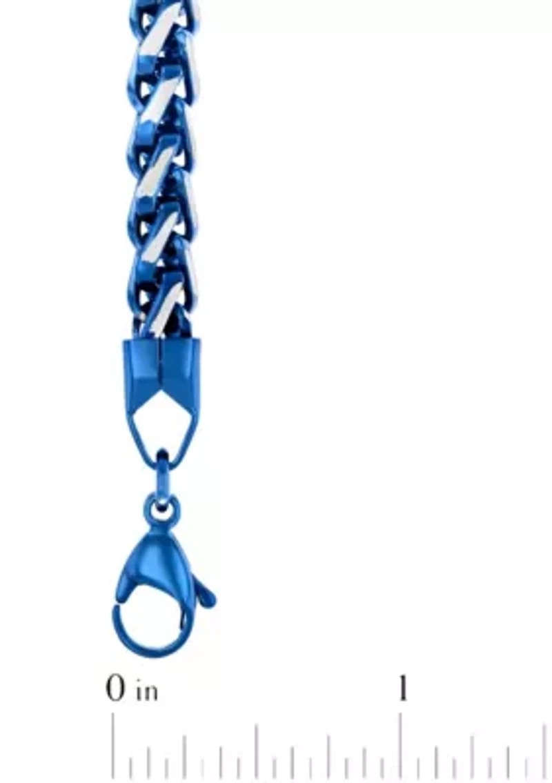 Men's Stainless Steel With Blue IP Franco Link Bracelet
