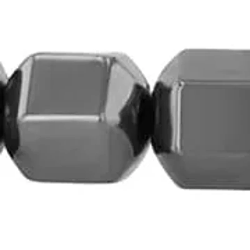 Men's Stainless Steel Geometric Hematite Bead Bracelet